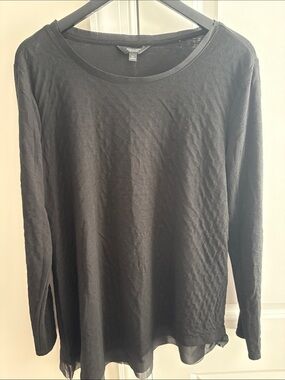 Black Long Sleeve Lightweight Sheer Hem Top